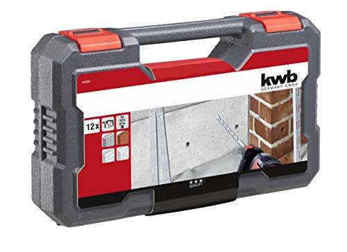 kwb SDS-Plus Hammer-Bohrer-Set, 12-teiliges Stein- u. Beton-Bohrer Satz im Kunstoff-Koffer (Prime)