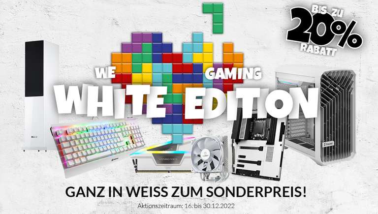 Alternate We Love Gaming White Edition: Diverse weiße PC-Komponenten (Gehäuse, Lüfter, Wasserkühlungen, Tastaturen, etc.)