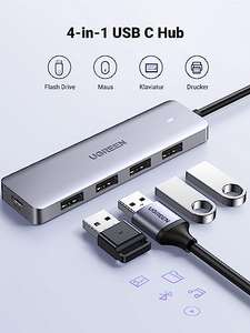 UGreen USB C Hub mit 4 Ports USB 3.0 OTG Adapter USB C Verteiler mit USB C Stromversorgung-Port kompatibel (15cm) - Prime