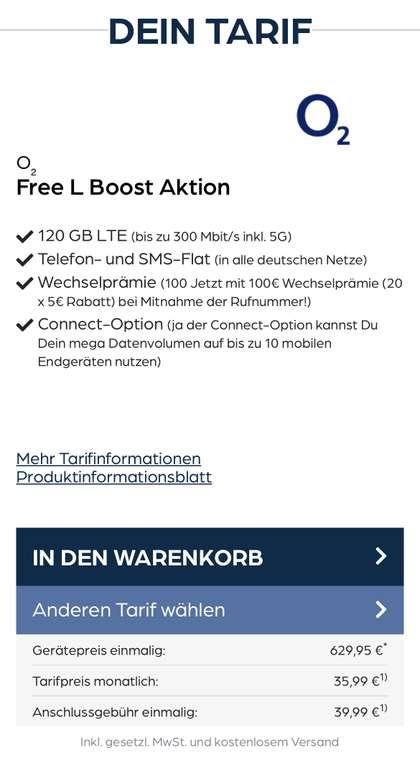 iPhone 14 Pro 128 GB mit Vertrag o2 Free L Boost Aktion - für „Normalos“, kein Young/GigaKombi etc.!