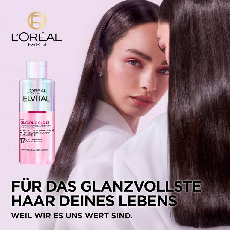 L'Oréal Paris Elvital Glycolic Gloss 5 Minuten Haar-Laminierung | für glanzloses & stumpfes Haar, Mit Glykolsäure, 200 ml [Prime]