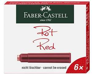 Faber-Castell 185514 - Tintenpatronen Standard, 6er Pack, rot - für 1€ (Amazon Prime)