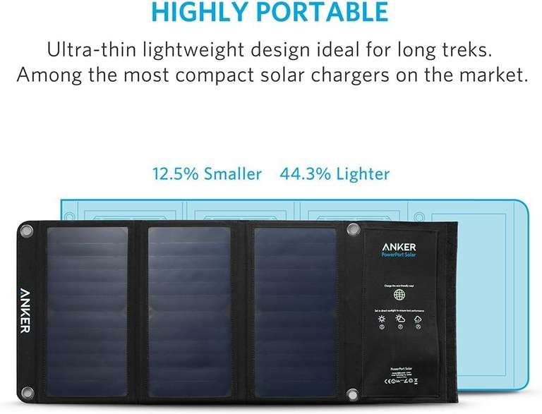 Anker PowerPort faltbares USB Solar-Ladegerät 21W 2-Port für Handys, Tablets und Kameras