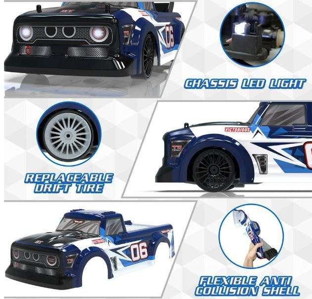 1:14 Drift-Racer Volantex 78504-3 RtR, 2,4 GHz, Beleuchtung, 2 Akkus, Extra-Reifenset - RC-Auto, Kinderspielzeug