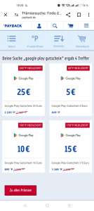 Google Play Guthaben über Payback Punkteshop mit 10%
