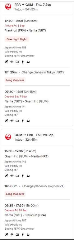 Flüge: von Frankfurt (FRA) nach Guam (GUM) in Mikronesien mit Japan Airlines inkl. Gepäck, Termine in '23 und '24