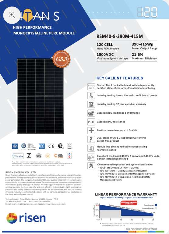 Risen Solar Modul 40-8-410 Black Frame