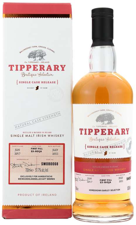 Tipperary Own Barley Ex-Rioja Single Cask Whiskey 0,7l 51,7% bei maltmate