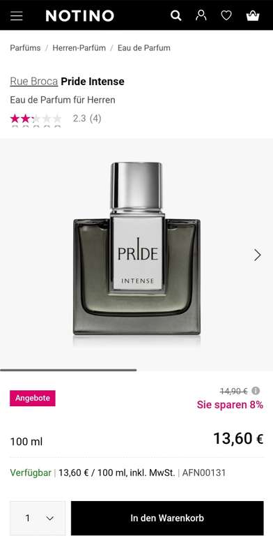 Rue Broca Pride Intense Eau de Parfum (100ml)[Notino]