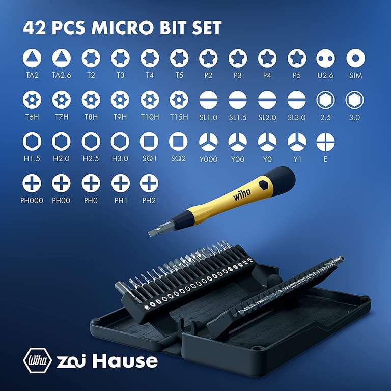 Wiha zai Hause Micro Bit Set mit ESD Feinmechanik Schraubendreher, 42-teilig, mit Aufbewahrungsbox (Prime)
