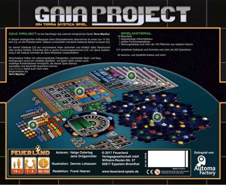 Gaia Project | Brettspiel für 1-4 Personen ab 14 Jahren | ca. 60-150 Min. | BGG: 8.4 / Komplexität: 4.39