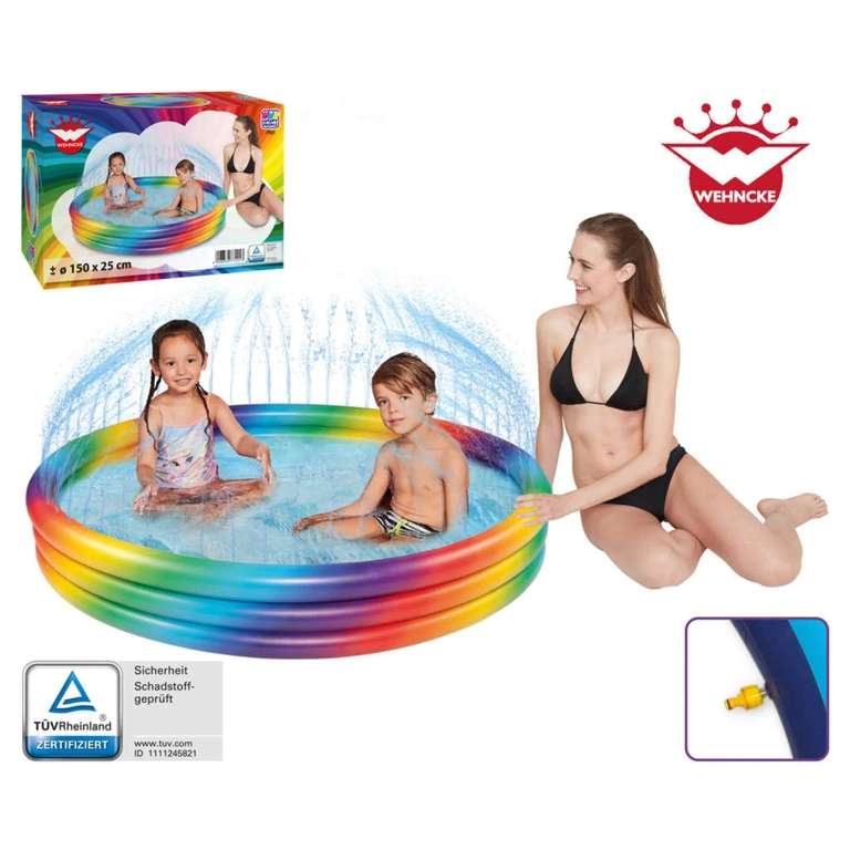 WEHNCKE Happy People Kinder-Pool / Planschbecken Rainbow, mit Sprinkler (150x25 cm)