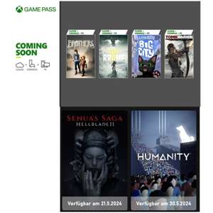 [Xbox Game Pass Mai] Kona II: Brume, Little Kitty Big City, Tomb Raider: D.E., Brothers: ATOTS , Senua's Saga : Hellbade II, Humanity