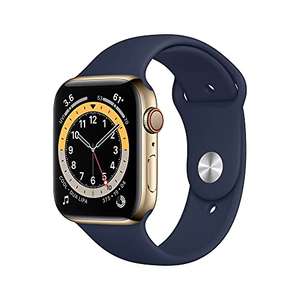 Apple Watch Series 6 (GPS + Cellular, 44 mm) - Edelstahlgehäuse Gold, Sportarmband Dunkelmarine