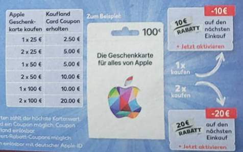 Kaufland: 10 Prozent Coupon beim Kauf von Apple Geschenkkarten