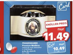 Mit Kaufland Card: Franziskaner Weißbier 20 x 0,5l für 10,49€