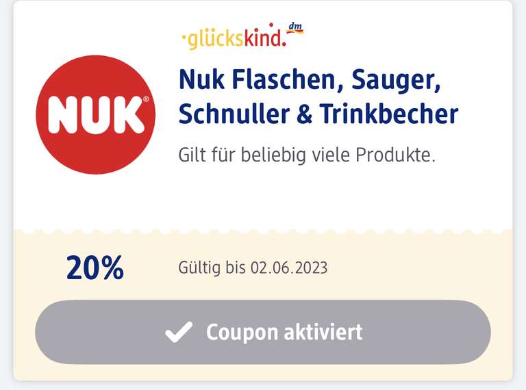 [personalisiert?|Glückskind] 20% auf NUK Produkte z.B. NUK Magic Cup mini