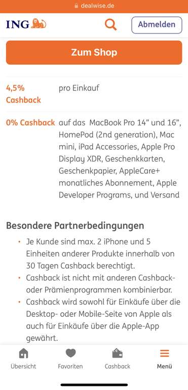 [Ing-Giro] 4.5% Apple Cashback über Dealwise