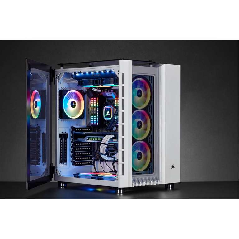 Corsair Crystal Series 680X RGB Hohem Luftdurchsatz Gehärtetem Glas ATX Smart Gaming Gehäuse, RGB LED, Weiß