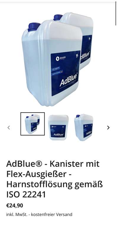 AdBlue - Kanister mit Flex-Ausgießer 2 x 10L- Harnstofflösung gemäß ISO 22241