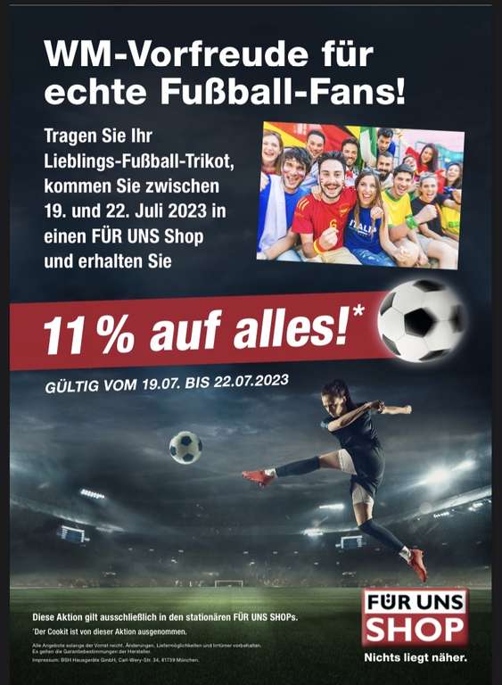 [Für uns Shop] Bis zu 20% Rabatt zur Frauen Fußball WM