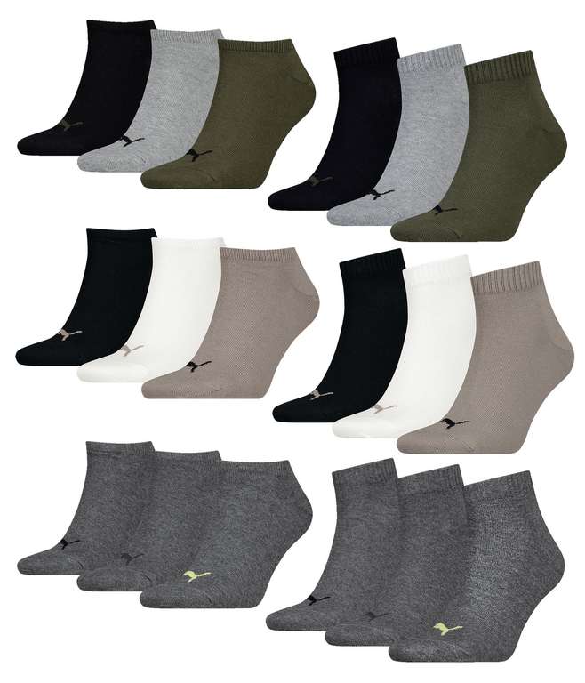 18er Pack Puma Socken Quarter/Sneaker Plain in verschiedenen Farben (Gr. 35 - 42)
