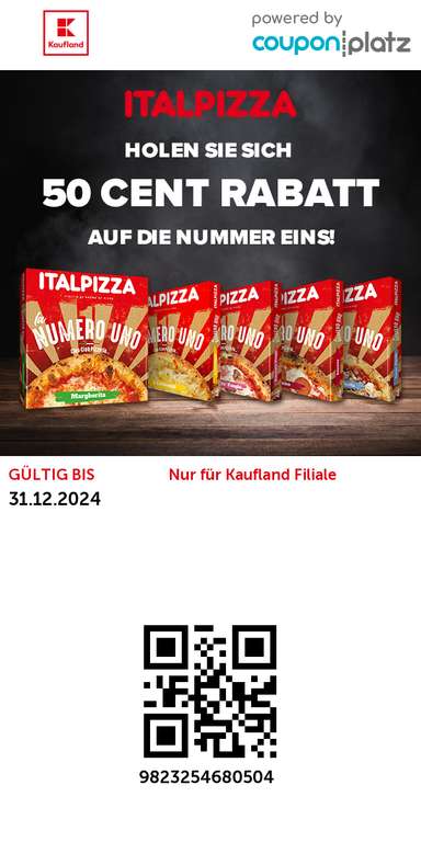 [Kaufland] 50 Ct. Rabatt-Coupon für Italpizza Numero Uno Pizza (Gutschein generierbar / gültig bis 31.12.2024)