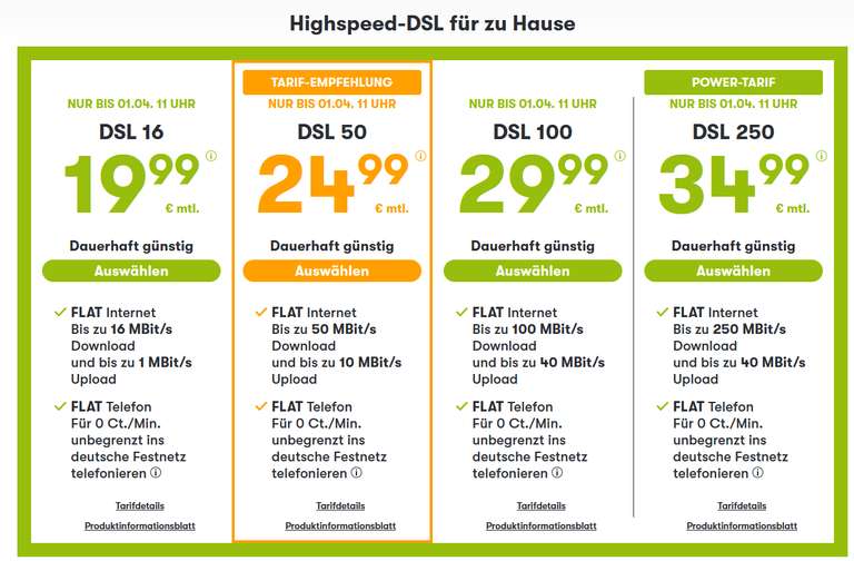 DSL-Tarife von Drillisch wieder zum Einführungspreis (DSL 16 für 19,99€/Monat oder DSL 250 für 34,99€/Monat)