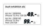 [Lokal Hannover Mediamarkt] iPhone 15 Pro 128GB oder iPhone 15 Pro Max 256GB mit green LTE 40GB