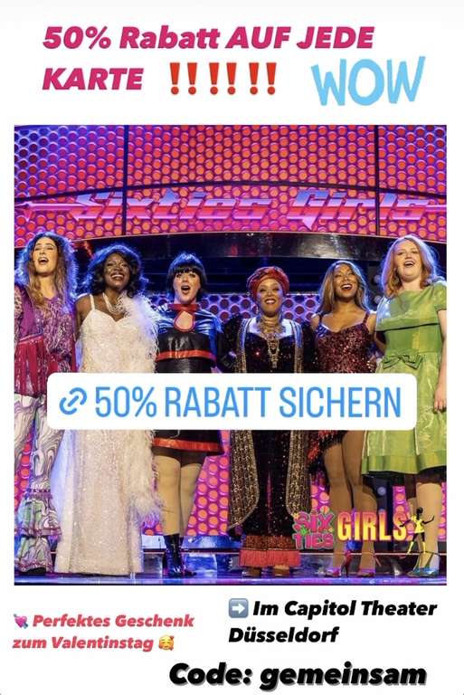 50% Rabatt für das Musical „Sixties Girls“ in Düsseldorf