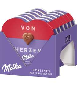 12x Milka Schokoladen Herzen im 5er Amazon Sparabo +10%Coupon Haselnusscreme
