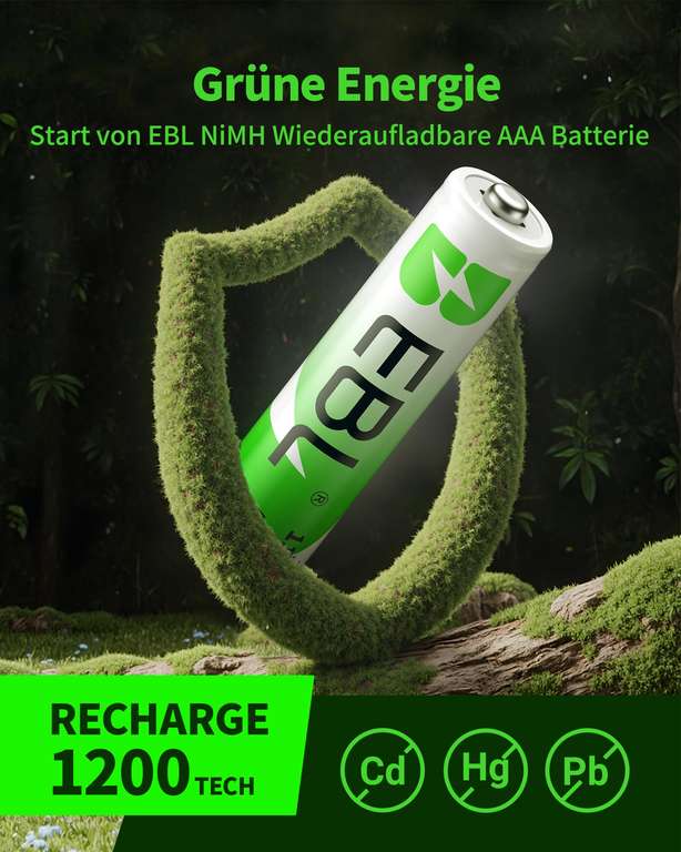 AAA Akkus Wiederaufladbar 1100mAh – 8 Stück Mit LCD Ladegerät, 1200 Zyklen