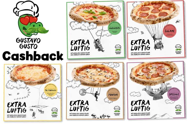 Gustavo Gusto "Extra Luftig": 2€ Cashback beim Kauf einer Pizza (500 Einlösungen pro Woche)