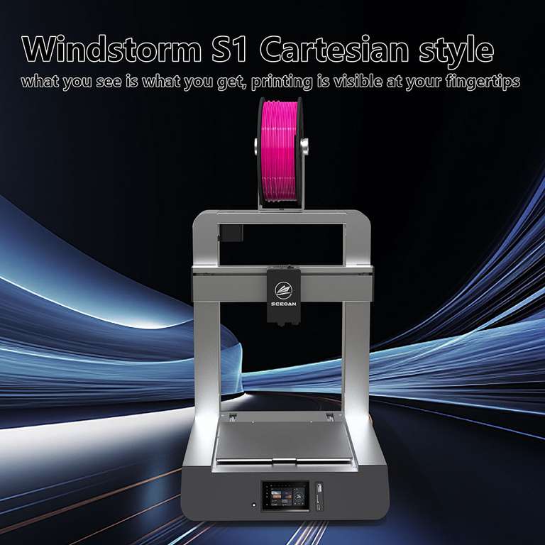 Sceoan Windstorm S1 3D-Drucker (22x22x25cm Druckfläche, bis 500mm/s, Düse bis 260°C, Bett bis 130°C, ABL, USB, SD, Touchscreen)