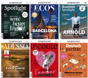 6 Sprachlern-Magazine im Abo, z.B. Business Spotlight für 97€ + 30€ BestChoice-GS | Spotlight / Ecos für 133,60€ mit 55€ BC | écoute, Adesso