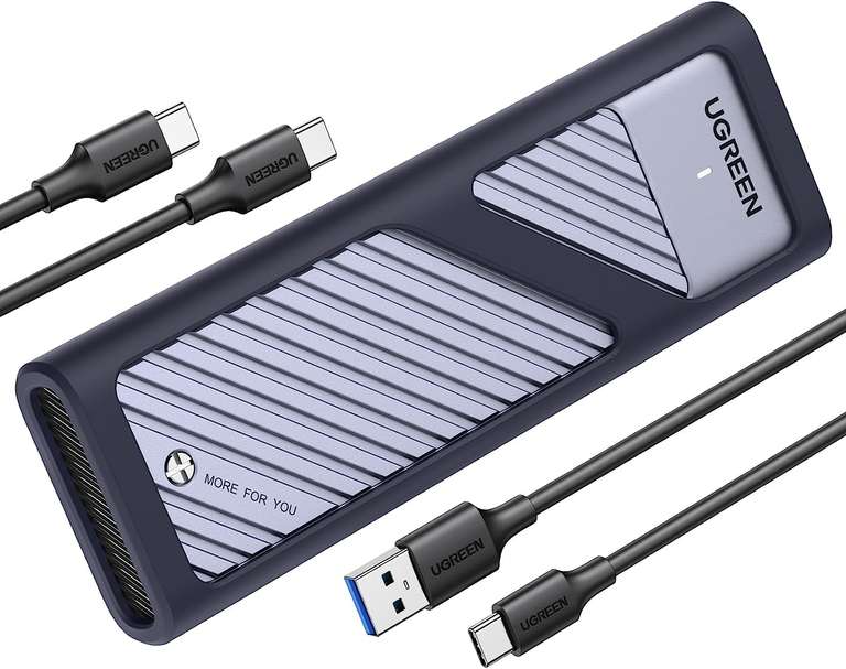 [Prime] Ugreen 15511 SSD-Gehäuse (für M.2 PCIe NVMe, bis ~1000MB/s, Aluminium-Gehäuse, inkl. USB-C-Kabel)