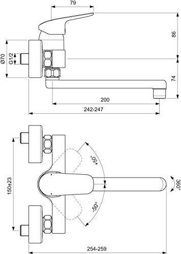 Ideal Standard Ceraflex Einhebel-Wand-Küchenarmatur chrom