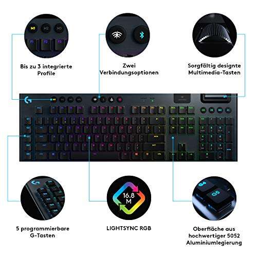 Logitech G915 LIGHTSPEED kabellose mechanische Gaming-Tastatur ┃QWERTZ-Layout ┃Low Profile