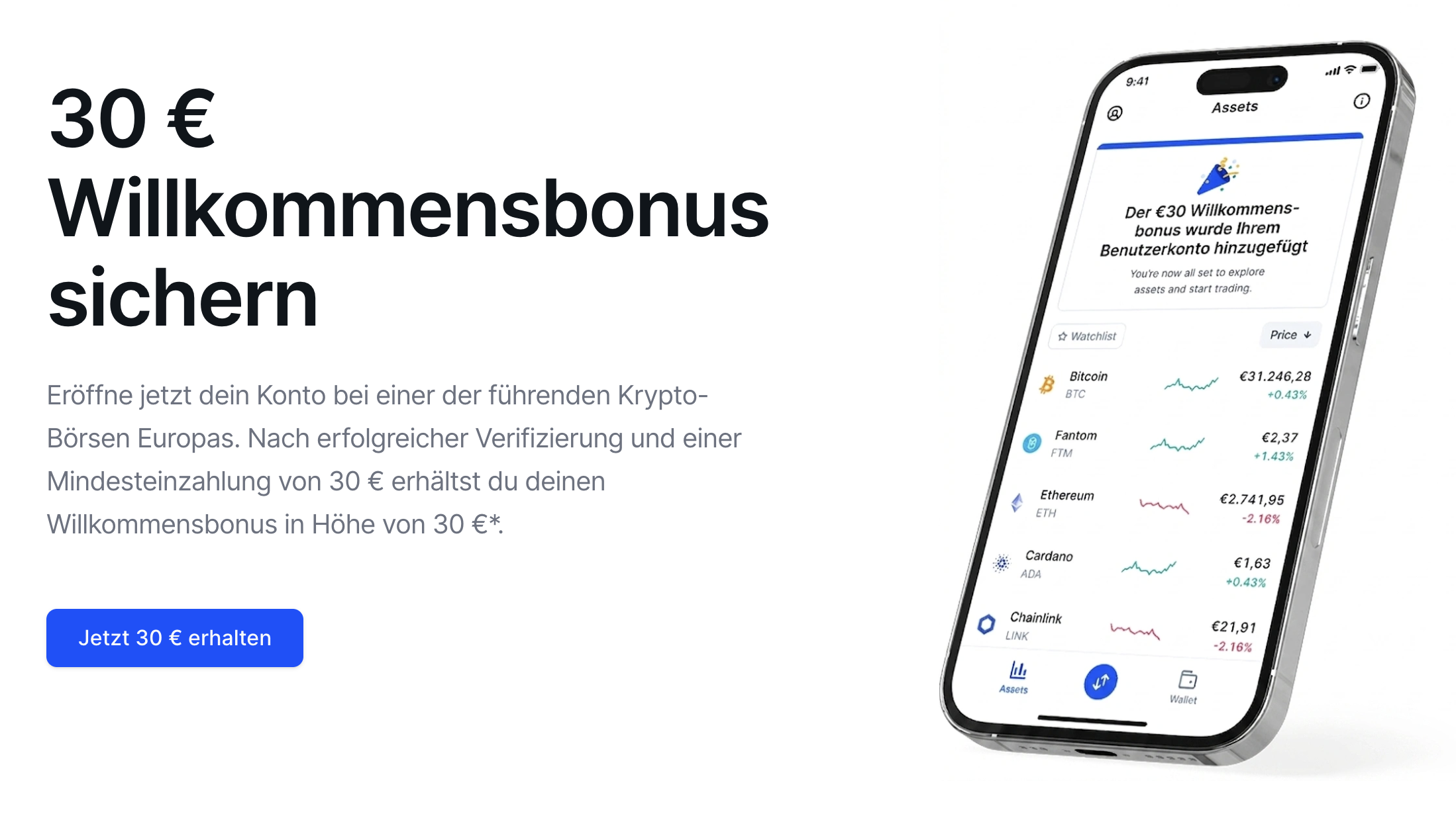 [Bitvavo] 30€ Bonus bei Bitvavo für Neukunden bei 30€ Einzahlung über Finanzfluss