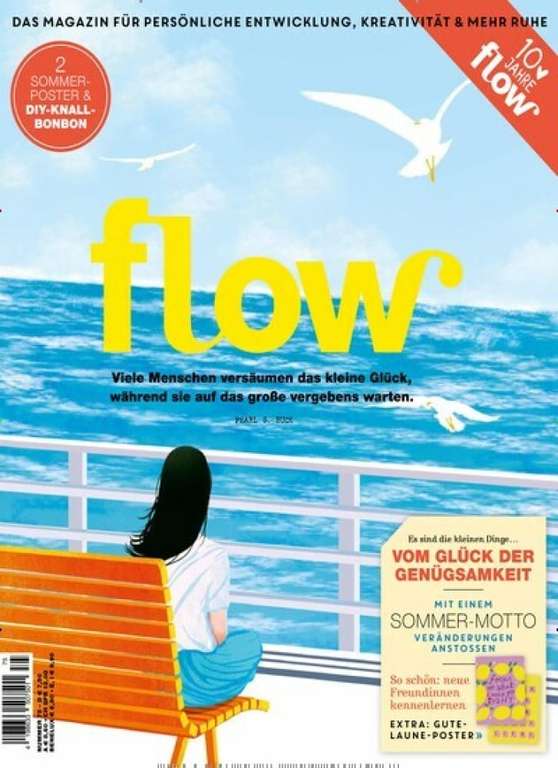 Achtsamkeits Magazine im Abo mit Prämie: z.B. Happinez für 54,40 € + 40 € Amazon-Gutschein, Carpe Diem, Flow, Herzstück