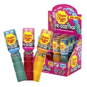 Chupa Chups Frooze Pops, Thekendisplay enthält 12 Lollis mit Candy-Gel zum Rausdrücken 12 x 26g (8,75€ möglich) (Prime Spar-Abo)