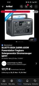 BLUETTI EB3A 268Wh 600W Powerstation -refurbished-