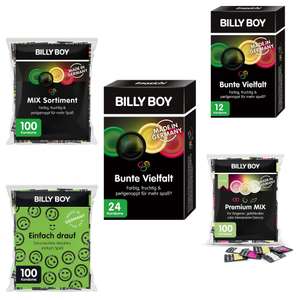 (Sammeldeal) Billy Boy Kondome Mix-Sortiment, z.B. 24 Stück (100 Stück 22,49€) (Prime Spar-Abo)