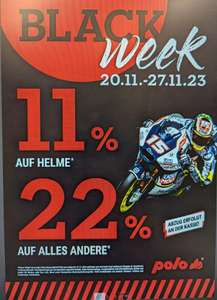 Black Week bei Polo Motorrad - 11% auf Helme und 22% auf alles andere