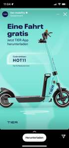 TIER E-Scooter: 1 Freischaltung & 10 min geschenkt für Neukunden