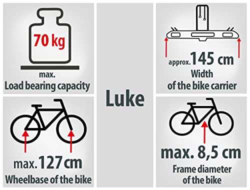 EUFAB 11514 Fahrradträger LUKE, E-Bike geeignet, Diebstahlschutz, für 4 Fahrräder, für Anhängerkupplung