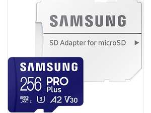 Samsung PRO Plus 256GB (2023) mit SD-Adapter, Micro-SDXC Speicherkarte, 180 MB/s, Bestpreis