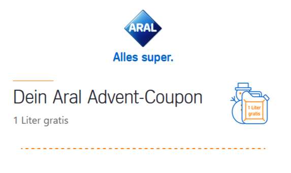 [ARAL] 1 Liter gratis ab 30L tanken bei ARAL (kombinierbar mit Payback)