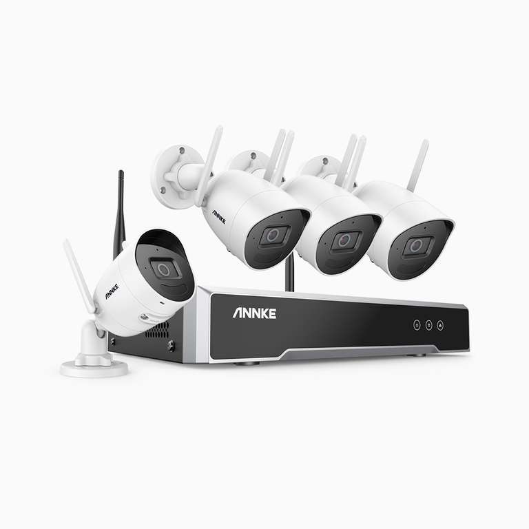 WS500 - 5MP 8 Kanal Funk Überwachungssystem Set mit 4 Kameras, Alexa + 1TB HDD