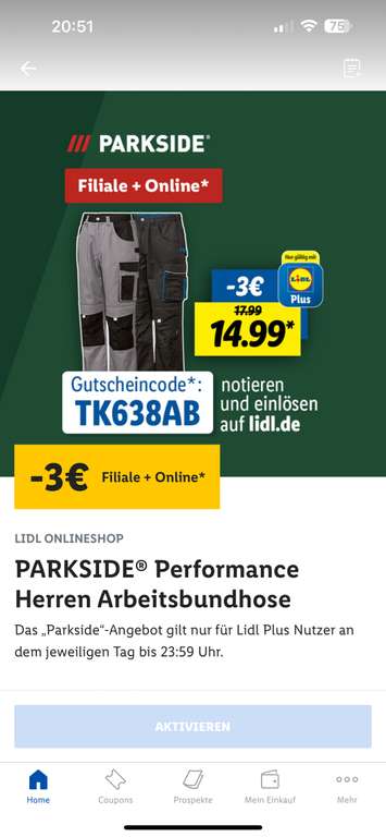 PARKSIDE Performance Herren Arbeitsbundhose (Lidl)